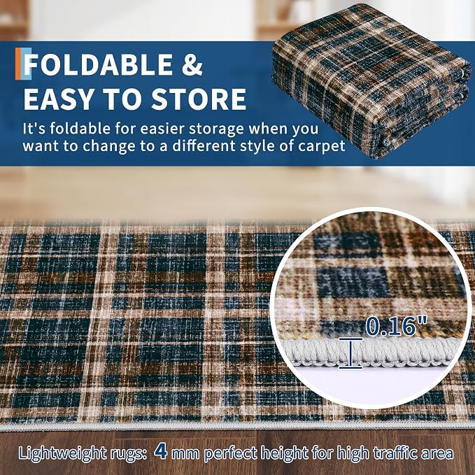 Washable Runner Rug 2x8 Modern Bathroom Rugs Non Slip Kitchen Rugs with Rubber Backing Entryway Rug Soft Non Shedding Stain Resistant Carpet for Laundry Hallway Bedside 2'x8'