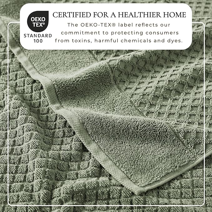 Great Bay Home Bath Towels - 100% Cotton 4 Pack 54x27 Bath Towel Set - Absorbent, Durable, Quick-Dry Towels for Bathroom (Eucalyptus)