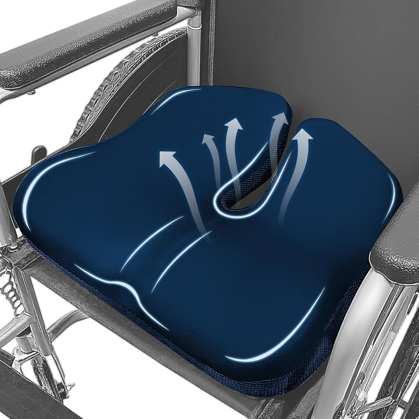 Spring Season Wheelchair Seat Cushion - Ergonomic Memory Foam for Pressure Relief | Cool Fabric, Non-Slip Bottom