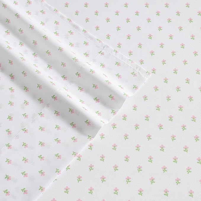 Laura Ashley - Kids Sheet Set, Ultra-Soft & Breathable Toddler Bedding with Matching Pillowcases, Wrinkle-Resistant, Ideal Girl Room Essentials (Wood Violet Green, Queen)