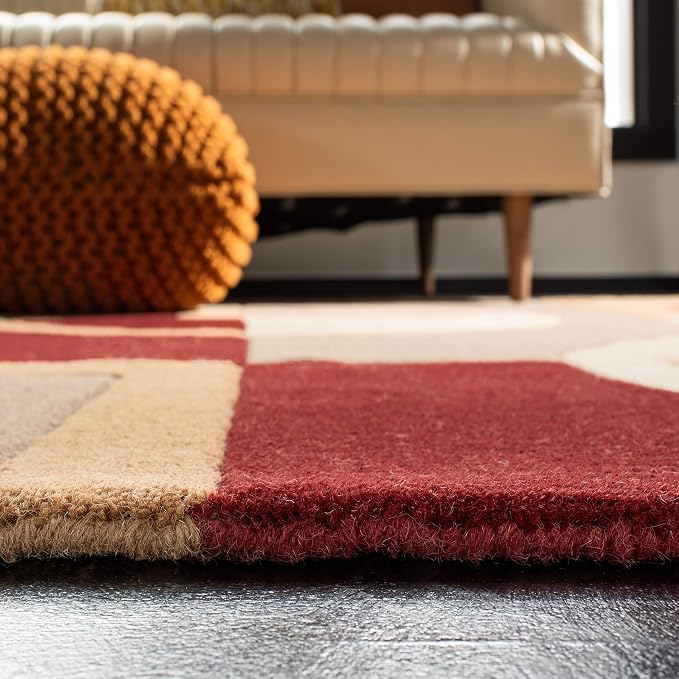 SAFAVIEH Rodeo Drive Collection Runner Rug - 2'6" x 14', Beige & Multi, Handmade Mid-Century Modern Abstract Wool, Ideal for High Traffic Areas in Living Room, Bedroom (RD845A)