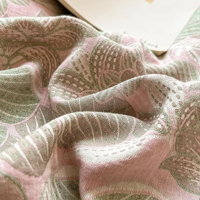 EAVD Vintage Style Pink Floral Duvet Cover Queen Soft 100% Cotton Muslin Yarn-Dyed Jacquard Textured Duvet Cover with Zipper Closure Linen Like Gauze Floral Bedding Set with 2 Pillowcases