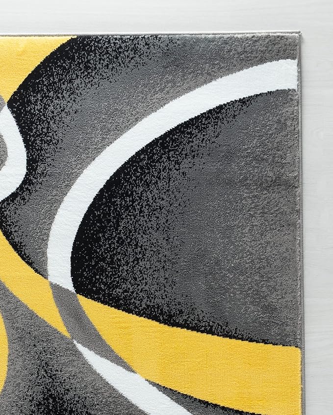 GLORY RUGS Area Rug Modern 5x7 Yellow Soft Contemporary Floor Carpet for Indoor Living Dining Room and Bedroom Area
