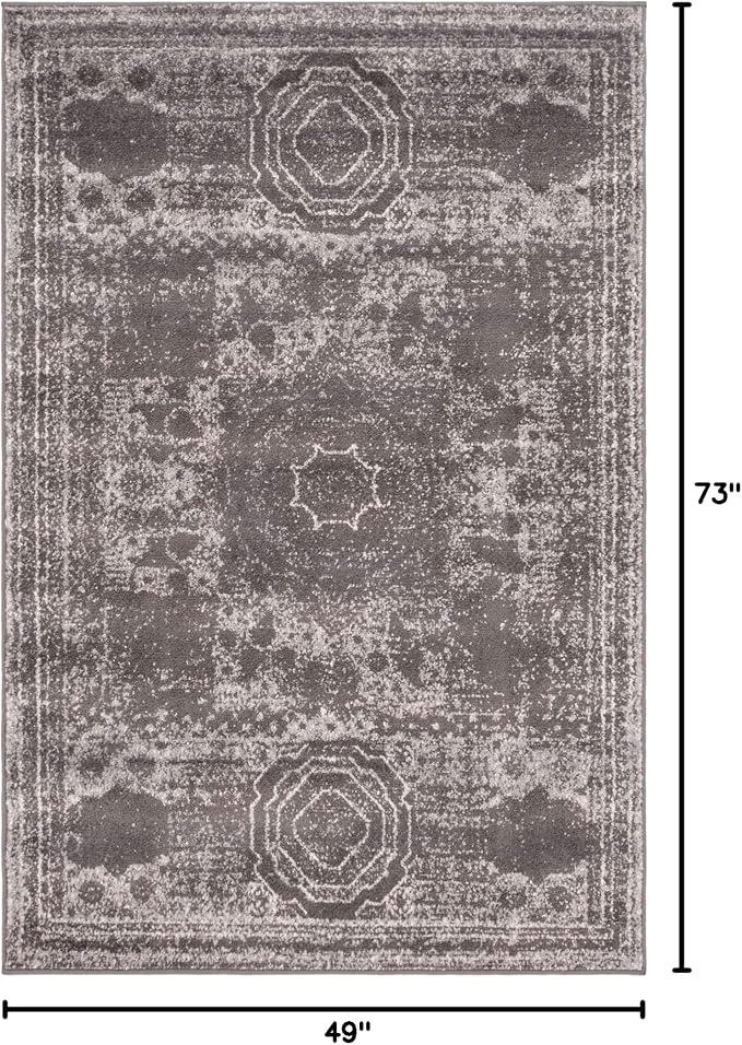 Unique Loom Bromley Collection Area Rug - Wells (4' 1" x 6' 1" Rectangle, Dark Gray/ Gray)