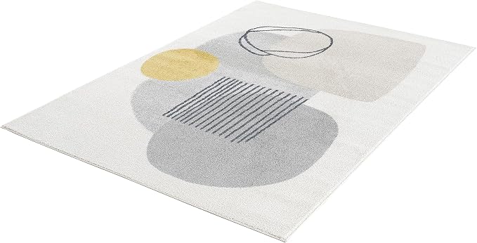 Abani Deco Collection Area Rug - Cream Minimalist Geometric Design - 8'11" x 12'(9'x12') - Easy to Clean - Durable for Kids and Pets - Non-Shedding - Medium Pile - for Living Room, Bedroom & Office