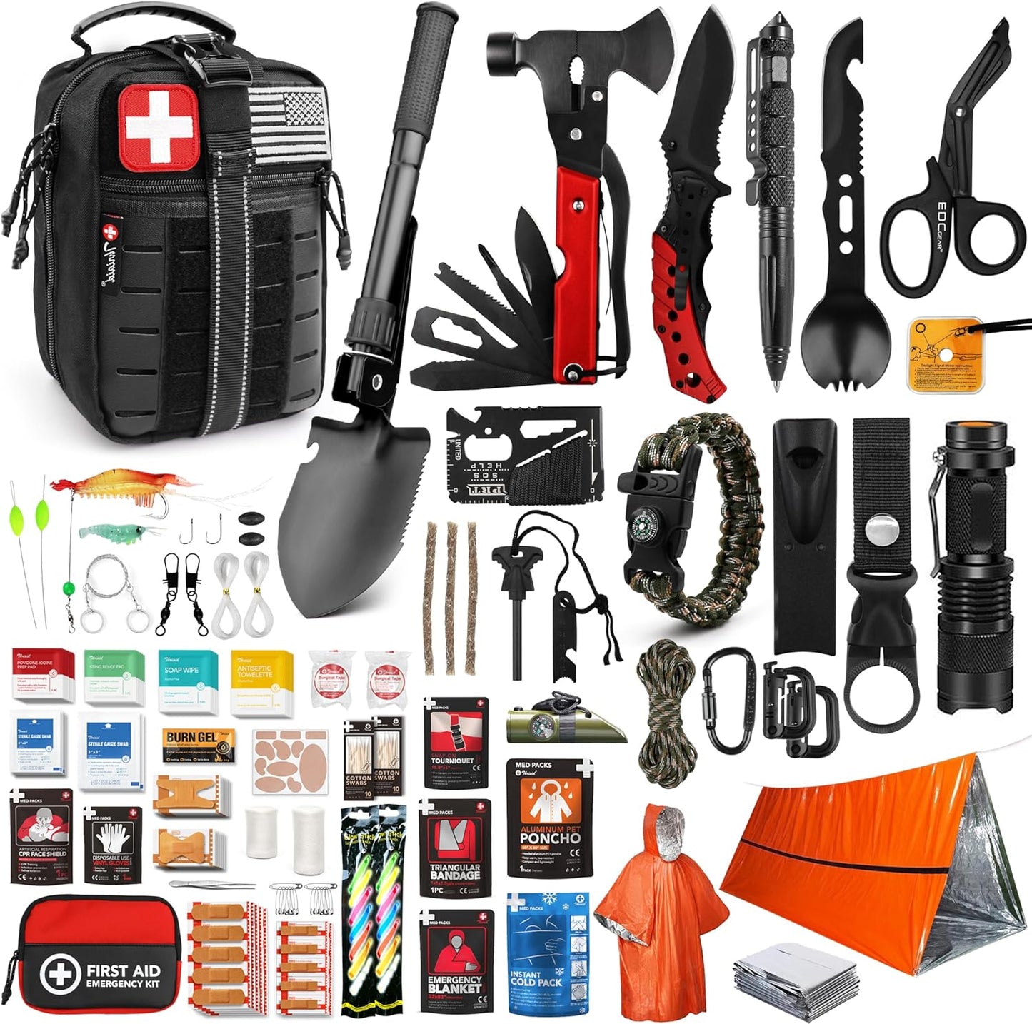 Survival First Aid Kit - 190 Pcs Tactical Medical Supplies | Military IFAK EMT Molle Pouch for Outdoor Adventures