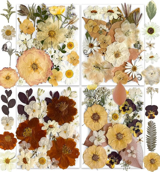 148PCS Dried Pressed Flowers for Resin Craft - YouthBro Real Nature Flowers Set with Butterfly Stickers for DIY Jewelry Nail Scrapbook Art Floral Decors Boho