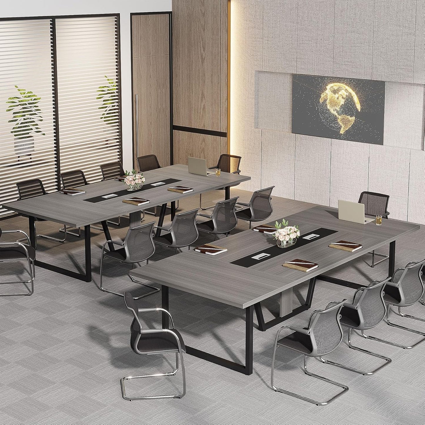 Tribesigns 8FT Conference Table Set - Large Wooden Meeting Table for 10 People | Durable Metal Frame