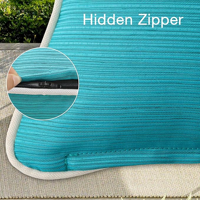 Unimatta Decorative Outdoor Water Repellent Throw Pillows with Inserts, Set of 4, 20" x20" Pillows for Patio, Backyard, Bed, Couch, and Patio Furniture, Turquoise