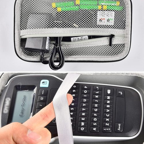 DYMO Compatible Label Maker Case - Hard Protective Travel Storage Bag with Mesh Pocket & Smooth Zipper