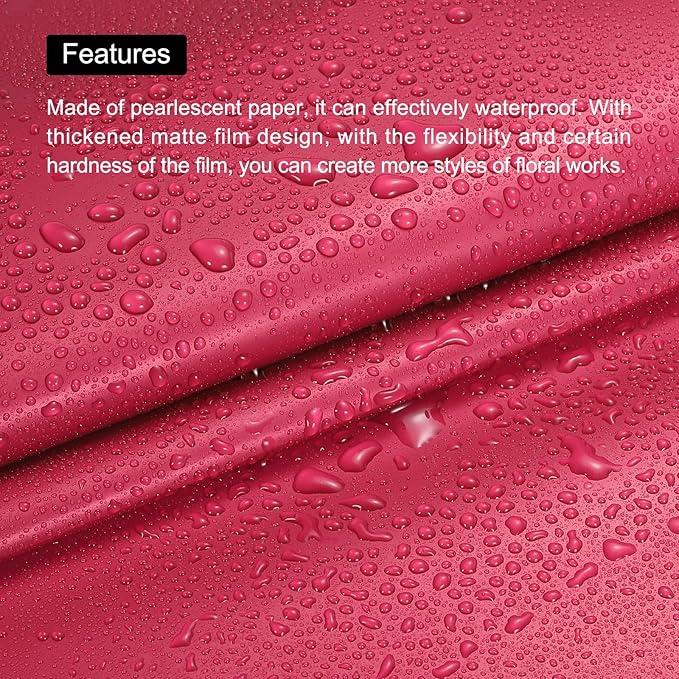 MECCANIXITY Set of 20 Flower Wrapping Paper 22.8x22.8 Inch Waterproof Florists Wrapping Paper for Florist Bouquet Supplies, DIY Crafts, Gift/Gift Box Packaging Bright Red