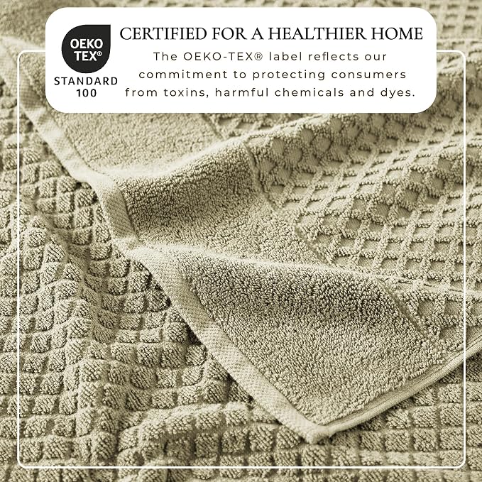 Great Bay Home Oversized Bath Sheets - 100% Cotton 2 Pack 68x35 Extra Large Towel - Absorbent, Durable, Quick-Dry Towels for Bathroom (Desert Sage Green)