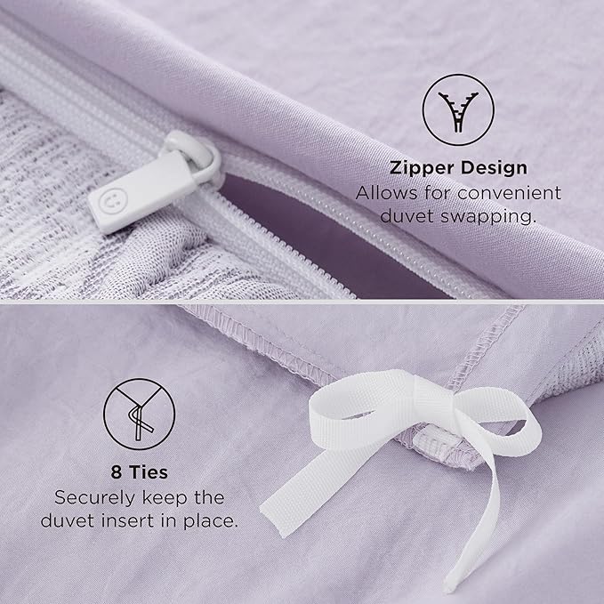 Bedsure Purple Duvet Cover King Size with Bowknot Jacquard Design, Soft and Elegant Boho Bedding Set, Luxurious Craftsmanship for a Stylish Bedroom,Includes 1 104"x90" Duvet Cover & 2 Pillow Shams