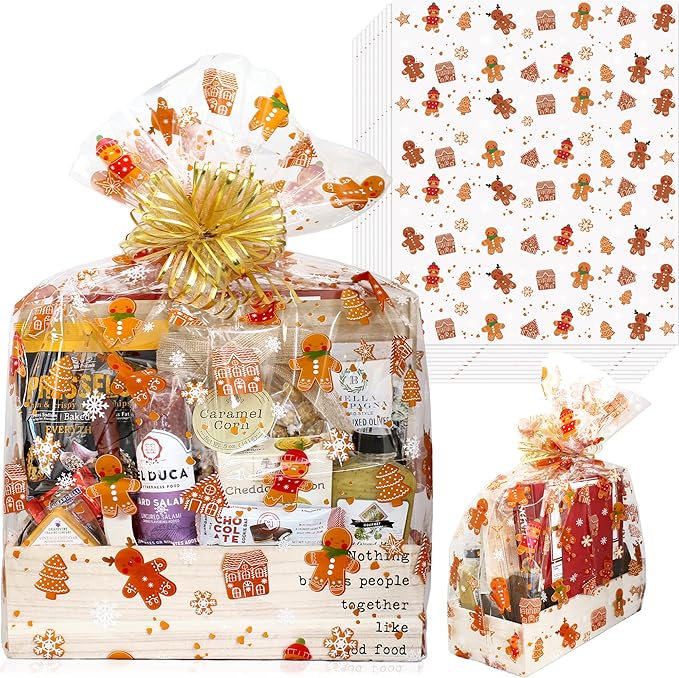 AnapoliZ X-Large 24' x 30' Crystal Clear Cellophane Bags - 10 Pcs, 2.5 Mil Thick, Perfect for Christmas Gifts & Baskets
