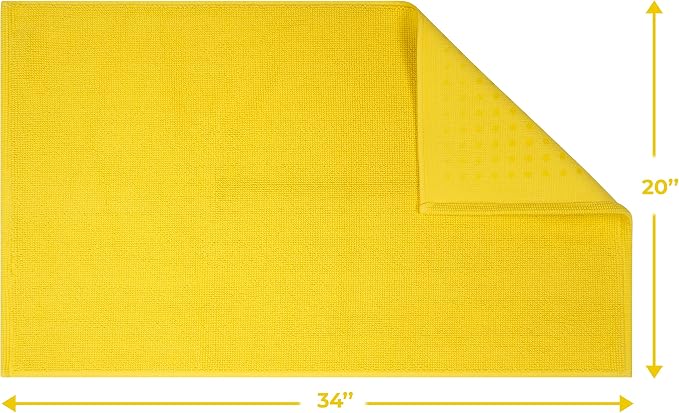 Cotton Paradise 100% Cotton Turkish Bathmat Rug, Soft Absorbent Quick Dry Non Slip, 20x34 Bathmat Rug, Yellow