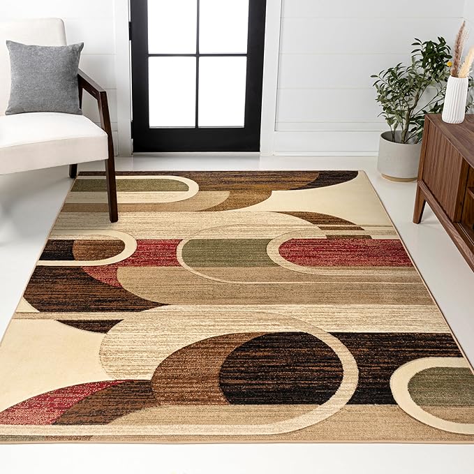JONATHAN Y Abstract Arches Cream/Brown/Red Indoor Area Rug 4X6 ft, Tamara Retro for Living Room, Bedroom, Kitchen, Office, Easy-Cleaning, High Traffic, Pet-Friendly, Non-Shedding UNQ102A-4