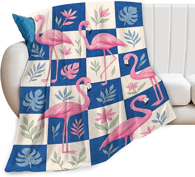 Flamingo Blanket Tropical Flamingo Throw Blanket Soft Cozy Fleece Fuzzy Stuffed Plush Flannel Animal Gifts for Girls Women Boys Kids Adults 60"X80"
