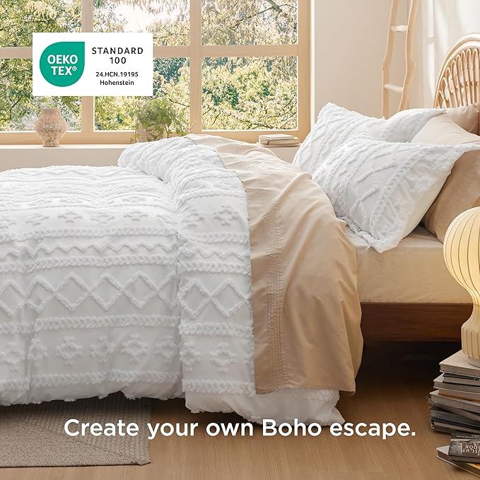 Bedsure Boho Duvet Cover King Size, Soft & Comfortable Elegant Design Boho Bedding for Decoration, Machine Washable Comforter Cover for All Seasons,Includes 1 Duvet Cover & 2 Pillow Shams,Purple