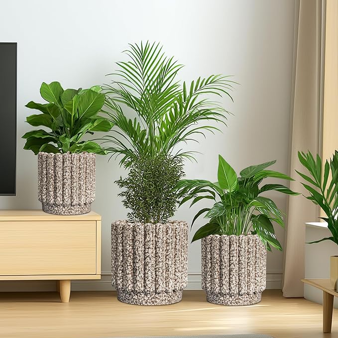 Ceramicfor Ceramic Pots for Plants - 12 Inch Planter for Indoor Plants, Round Flower Pots with Drainage Hole, Large Ceramic Planter Outdoor, Porch Decor, Housewarming Gifts, Leopard Print White