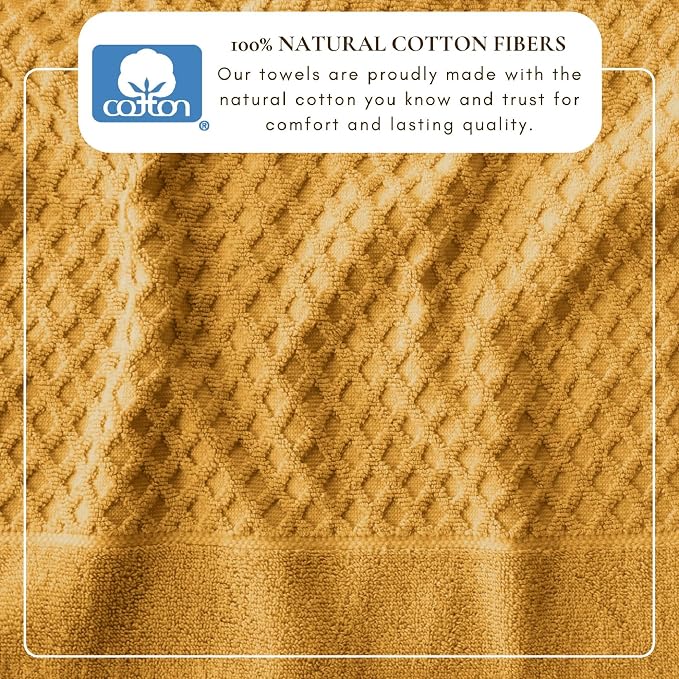 Great Bay Home Bath Towels - 100% Cotton 6 Piece Bath Sheet Set - Diamond Waffle Weave - Absorbent, Durable, Quick-Dry Towels for Bathroom (Marigold)
