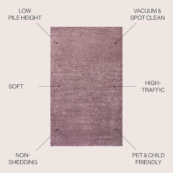 JONATHAN Y Haze Solid Low-Pile Light Purple Indoor Area Rug 3x5, Coastal,Bohemian,Minimalist,Classic, Easy-Cleaning for Living Room,Bedroom,Kitchen,Pet Friendly,Non-Shedding (SEU100R-3)
