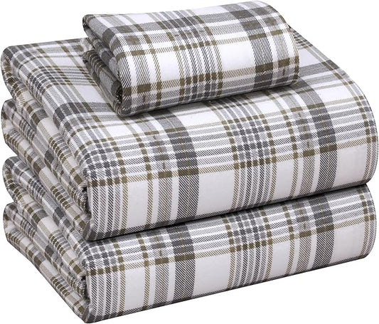 RUVANTI Flannel Sheets Twin Size - 100% Cotton Double Brushed Twin Sheets Set, Deep Pockets 16 Inches, All Seasons Breathable & Extra Soft Bed Sheets, Warm & Cozy, 3 Piece, Modest