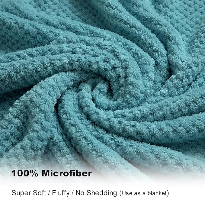 Smuge 8-Piece Turquoise Bath Towel Set, 2 Extra Large Bath Towel Sheets, 2 Hand Towels and 4 Washcloths - Highly Absorbent Quick Dry Microfiber,Ultra Soft Towel Set for Bathroom, Waffle Weave Design