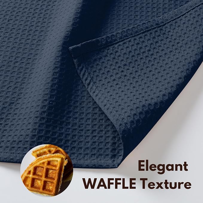 Native Fab 6 Pack Waffle Dish Cloths - 100% Cotton, Absorbent, Quick Drying & Soft Towels for Cleaning, Cooking & Baking - Ideal for Home, Restaurants & Cafes - 12x12 Inches - Navy Blue