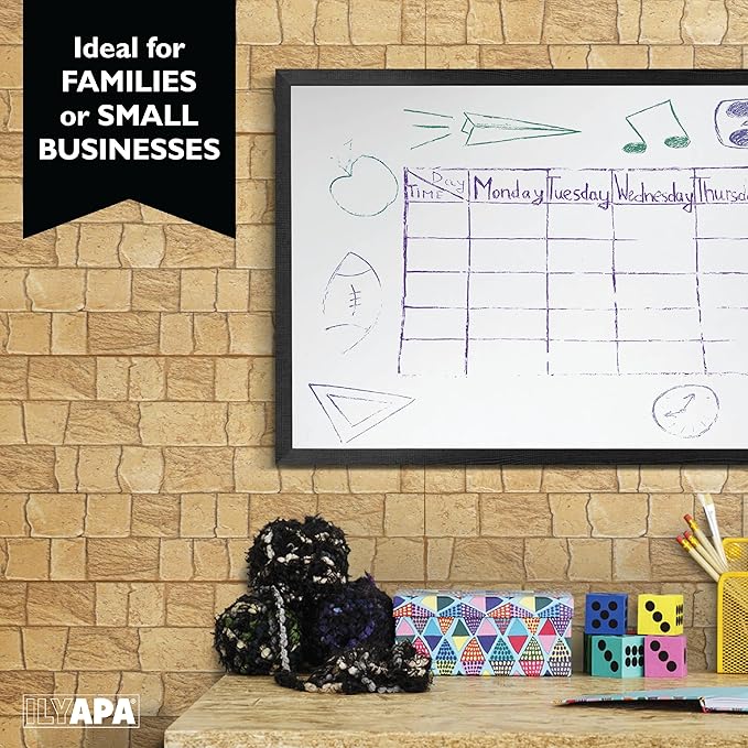Ilyapa Extra Large Dry Erase Board for Wall - Wood Framed Magnetic White Board - 24 x 36 Inches Decorative Wall Hanging Menu Whiteboard - Black