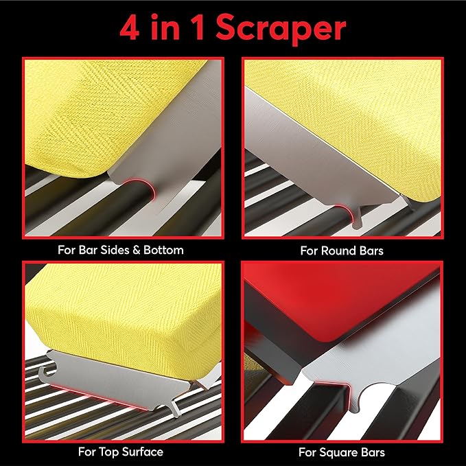 Kicott Grill Brush Bristle Free - Safe Grill Brush for Outdoor Grill, SteamWizards BBQ Grill Cleaning Brush Kit, Replaceable Head Fire Resistant Grill Scraper Tool, Dishwasher Safe, Gift for Men/Dad