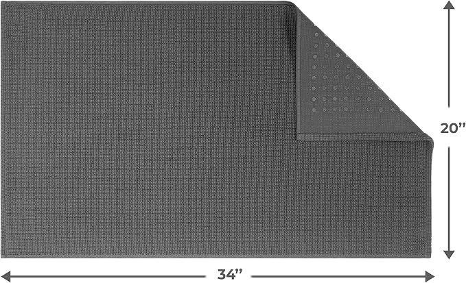 Cotton Paradise 100% Cotton Turkish Bathmat Rug, Soft Absorbent Quick Dry Non Slip, 20x34 Bathmat Rug, Dark Gray
