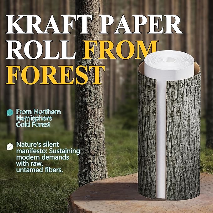 BAIJIALI 36" x 2,400" (200') Kraft Paper Roll for Craft Bulletin Board Paper Art Table Covering Crafting Gift Wrapping Bouquet Packing Parcel (White, 36''x200')