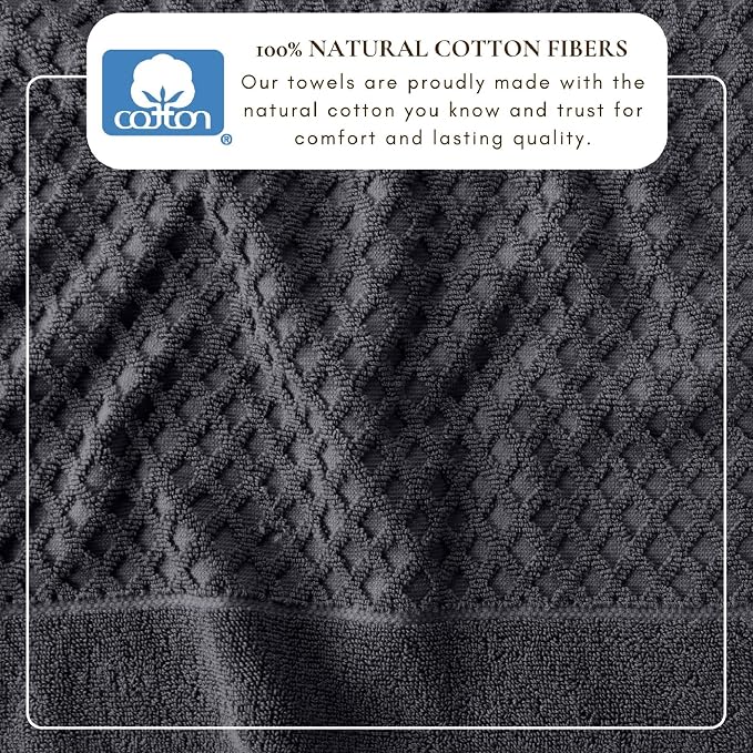 Great Bay Home Bath Towels - 100% Cotton 6 Piece Bath Sheet Set - Diamond Waffle Weave - Absorbent, Durable, Quick-Dry Towels for Bathroom (Stone Blue)