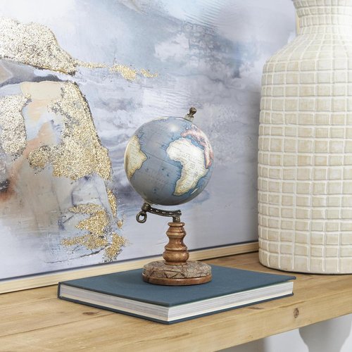 Deco 79 Plastic Globe | Stylish Wood Base | 10-Inch Brown Decorative Accent