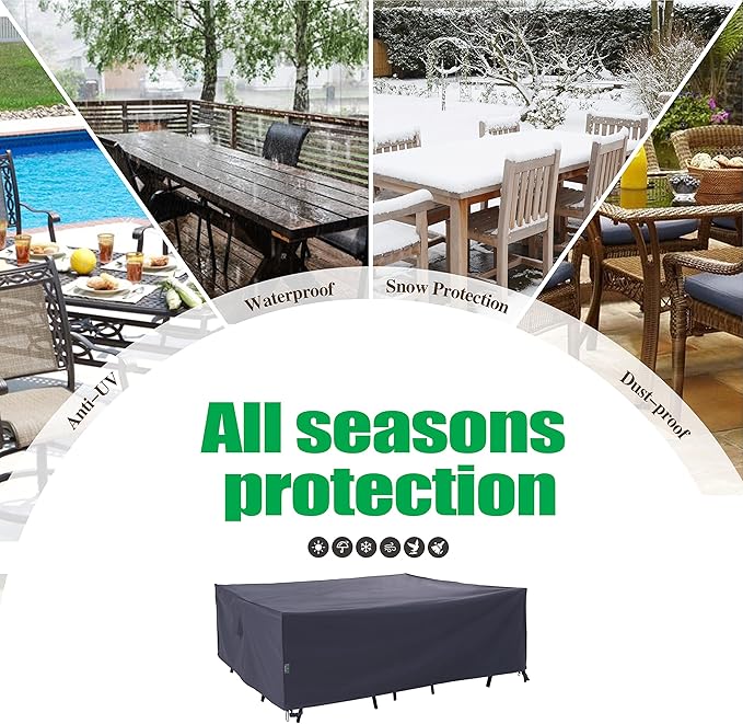 F&J Outdoors Patio Furniture Covers Waterproof Anti-UV Rip-stop Fabric Outdoor Furniture Cover, Grey, 102"Wx74"Dx27.5"H