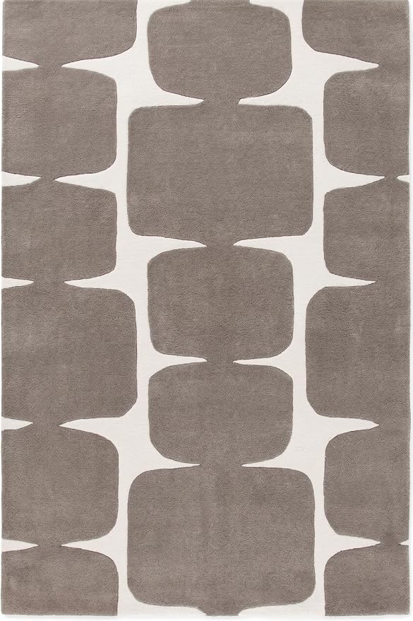 Restoration and Renovation Modern Wool Area Rug - Contemporary Abstract Geometric Design, Thick & Soft Hand-Tufted Carpet - Ideal for Indoor Decor in Living Room, Bedroom (Taupe, 10' x 14')