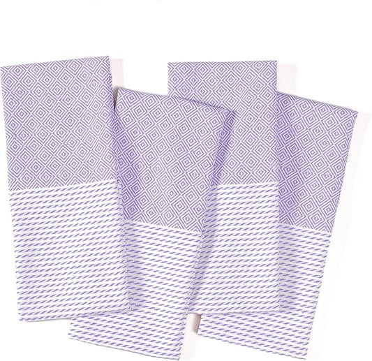 TWINY threads Kitchen Towel Diamond Pattern, Premium Large Kitchen Linen Set, 100% Cotton Wash Rags, Absorbent Quick Drying Cloths, Washable Reusable Multi Purpose, Set of 4, 18x26 Inches, Lavender