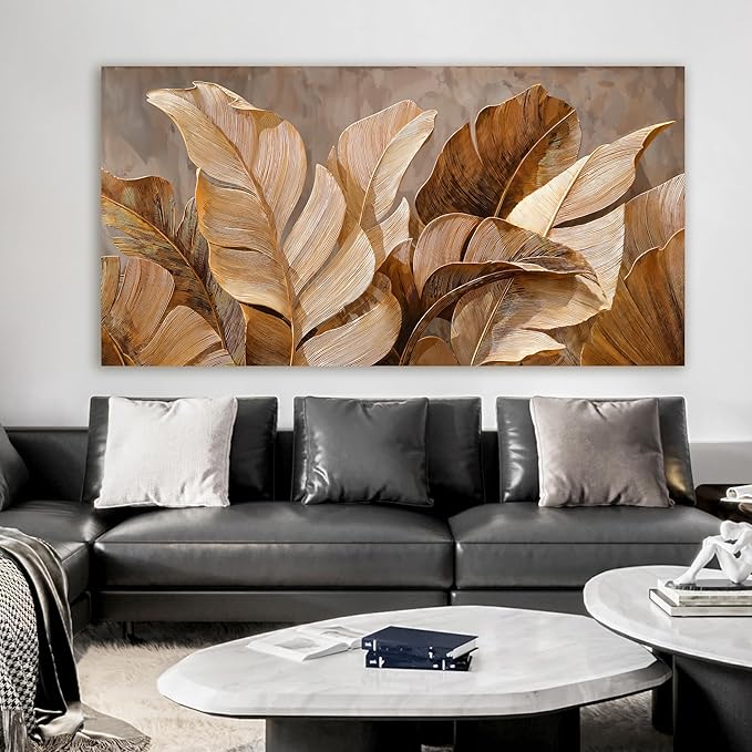 Dimpaga Canvas Wall Art Decor Artwork for Wall Decor Wall Art Pictures for Living Room Botanical Wall Art Prints Brown Modern Wall Art Decorations Artwork for walls Bedroom Office Decor 20" X 40"