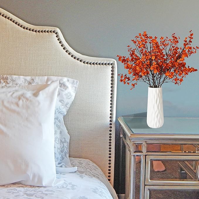 Mandy's Burnt Orange Artificial Baby’s Breath European Flowers 6 Bundles Silk Gypsophila with Bendable Stems for Fall Thanksgiving & Christmas Centerpiece Wedding Decor and Table Arrangements