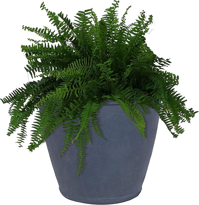 Sunnydaze 24-Inch Anjelica Large Plastic Pot for Plants - Double-Walled Outdoor Polyresin Round Planter Porch Pot with Drillable Drainage Holes - Slate