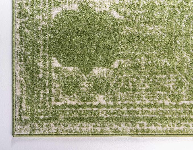Unique Loom Bromley Collection Area Rug - Wells (10' x 14' 1" Rectangle, Green/ Ivory)