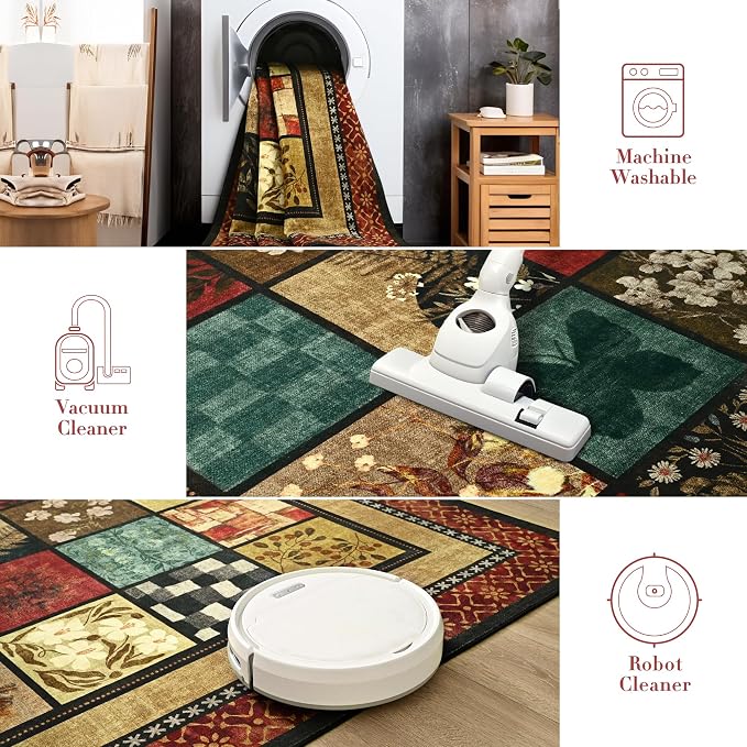 Tepook 8x10 Area Rugs for Living Room, Modern Large Geometric Rug for Bedroom, Washable Patchwork Rug Indoor Non Slip Throw Carpets for Dining Room Office Farmhouse Home Decor, Colorful
