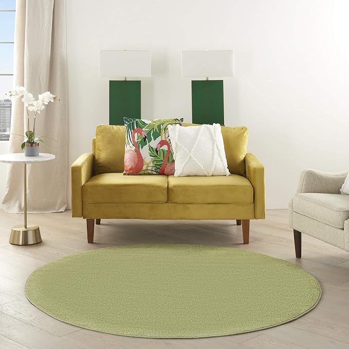 Nourison Home Nourison Essentials Green 6' x Round Area Rug - Easy Clean, Non Shedding, Bed Room, Living Room, Dining Room, Kitchen (6' x Round)