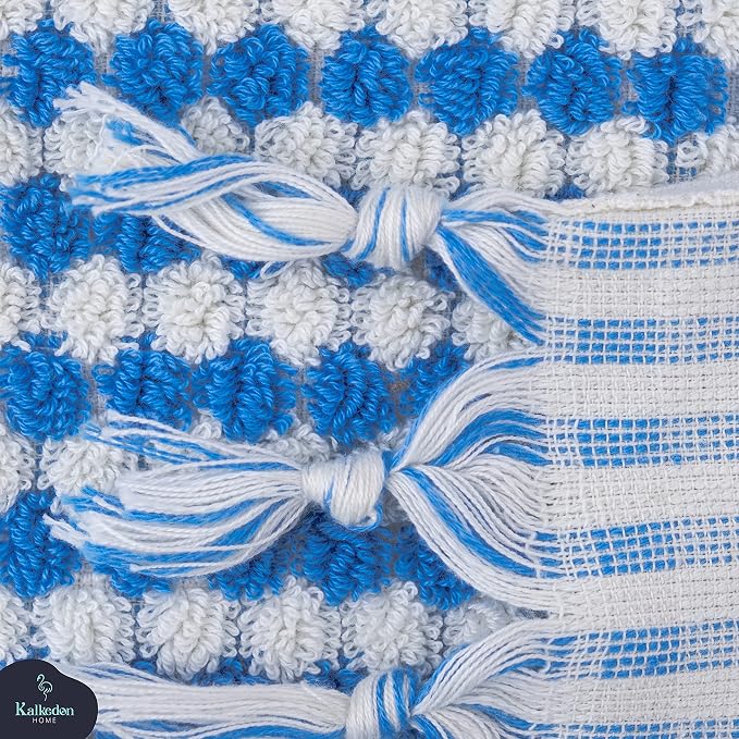 Organic Turkish Cotton Hand Towels for Bathroom | Oversized - 17 x 35 Inches | Large Soft Plush Fluffy Highly Absorbent Towels for Kitchen, Hand and Face (Sky Blue, Hand Towel)