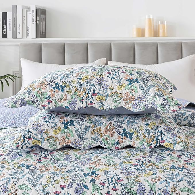 HoneiLife Oversized King Bedspreads - California King Quilt Sets 120"x120",3-Piece Floral Bedspreads, Lightweight Coverlets, Wildflower Quilts, King Quilt Bedding Sets for All Season Use
