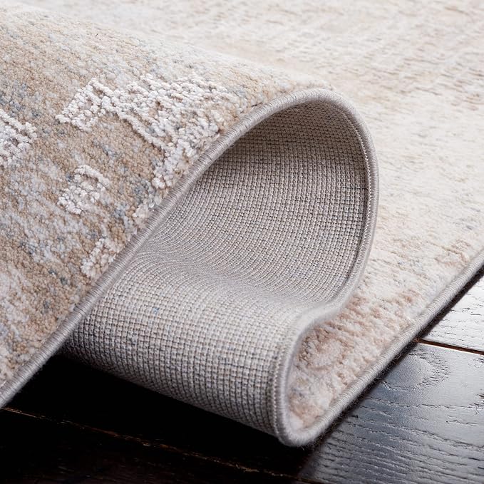 SAFAVIEH Marmara Collection Area Rug - 6'7" Square, Grey & Beige Blue, Modern Design, Non-Shedding & Easy Care, Ideal for High Traffic Areas in Living Room, Bedroom (MRM314F)
