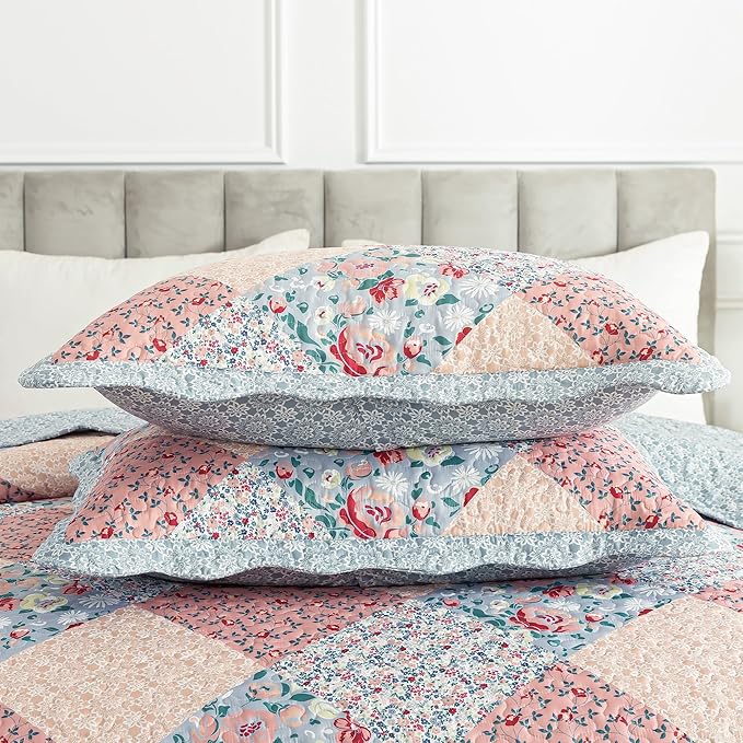 HoneiLife Quilt Set Queen Size - Quilted Bedding Sets 3-Pieces,Microfiber Quilt Sets Lightweight Bedspreads Retro Bed Cover Coverlets for Queen Bed