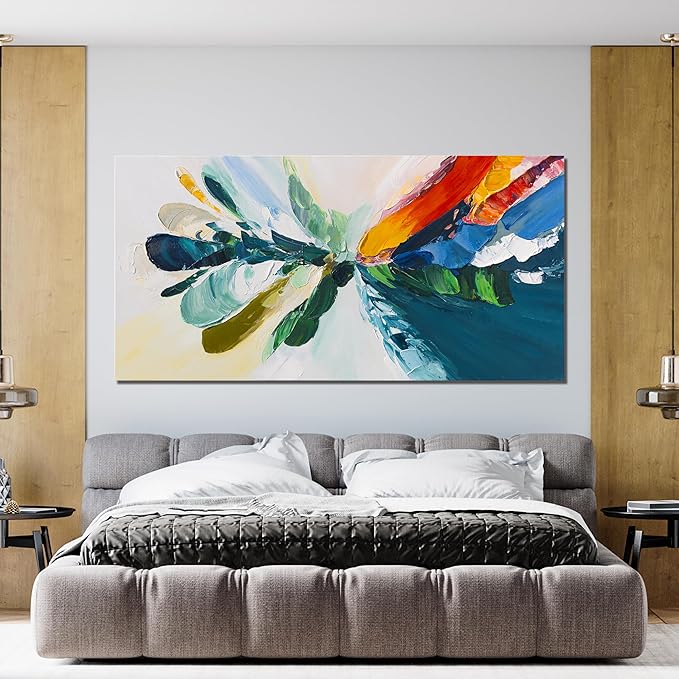 Canvas Wall Art Decor Wall Art Pictures For Living Room Blue White Wall Art Decor Canvas Abstract Art Colorful Abstract Wall Art Prints Art Work For Bedroom Office Kitchen Home Wall Decor 20" x 40"