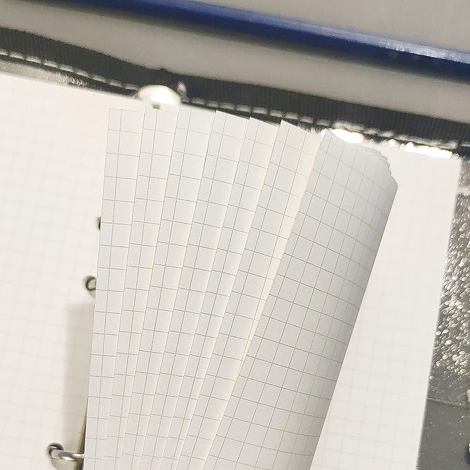 A6 Loose Leaf Refill Paper, 171x94mm, 135 Sheets 5mm Grid Planner Refills, 6-Ring Binder Compatible, 100GSM Insert Papers for Notebooks, School, Office, College Notes, Journaling & Printing