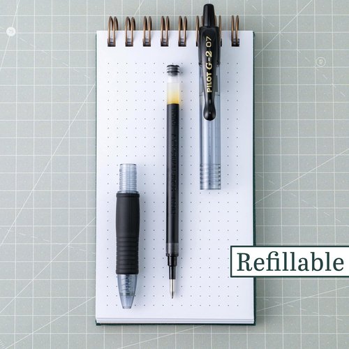 Pilot G2 Gel Roller Pens - Smooth Writing Fine Point 0.7mm - Black Ink, Pack of 5